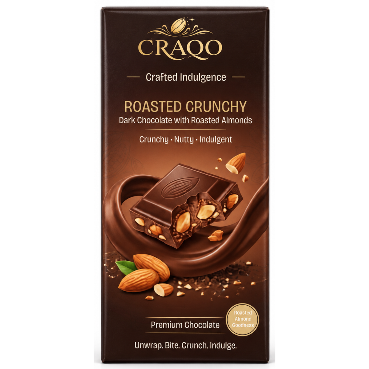 CRAQO Roasted Crunchy Premium Chocolate Bar | Rich, Nutty & Irresistibly Crunchy | 75g
