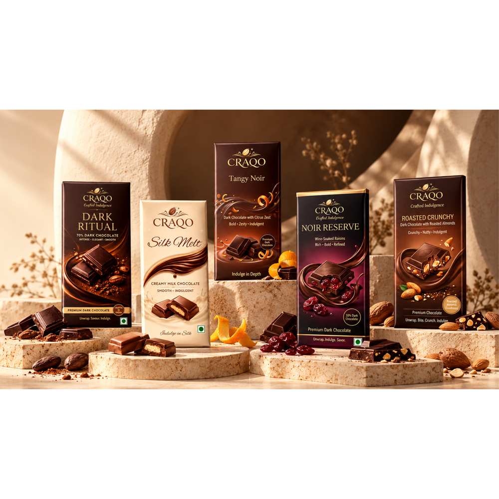 CRAQO Signature Assortment | Premium Chocolate Collection | 5 Bars X 75g