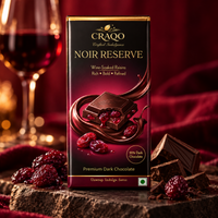 CRAQO Noir Reserve Premium Dark Chocolate Bar | Wine-Soaked Raisins | Rich & Luxurious | 75g