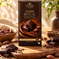 CRAQO Dark Ritual 70% Dark Chocolate Bar (75g) | Intense, Rich, Smooth Indulgence