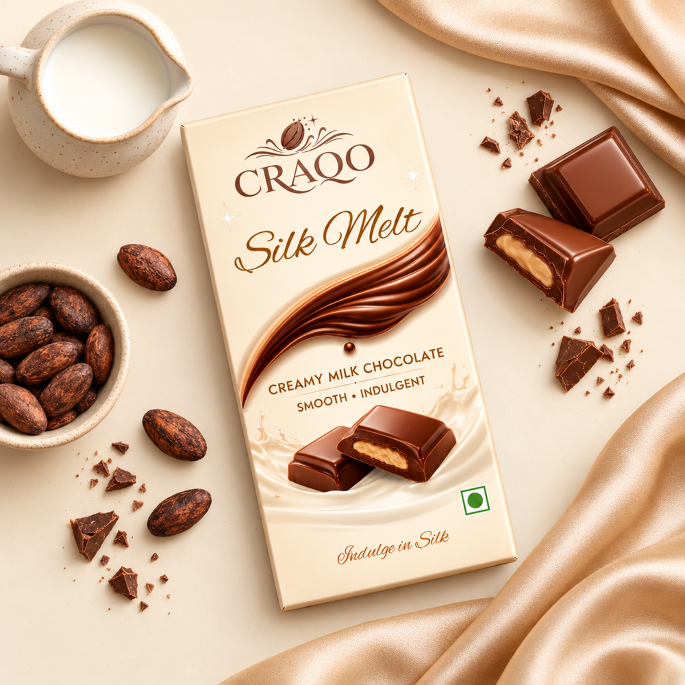 CRAQO Silk Melt Milk Chocolate Bar (75g) | Smooth, Creamy & Rich Indulgence