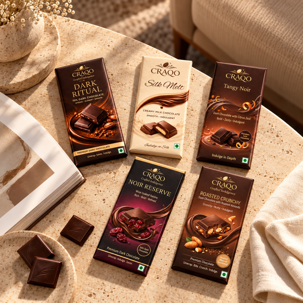 CRAQO Signature Assortment | Premium Chocolate Collection | 5 Bars X 75g
