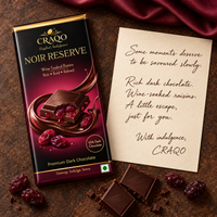 CRAQO Noir Reserve Premium Dark Chocolate Bar | Wine-Soaked Raisins | Rich & Luxurious | 75g